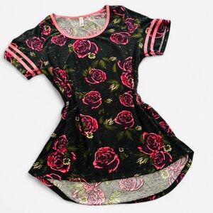 Lularoe T-shirt, Pink Rose Print, Size Small